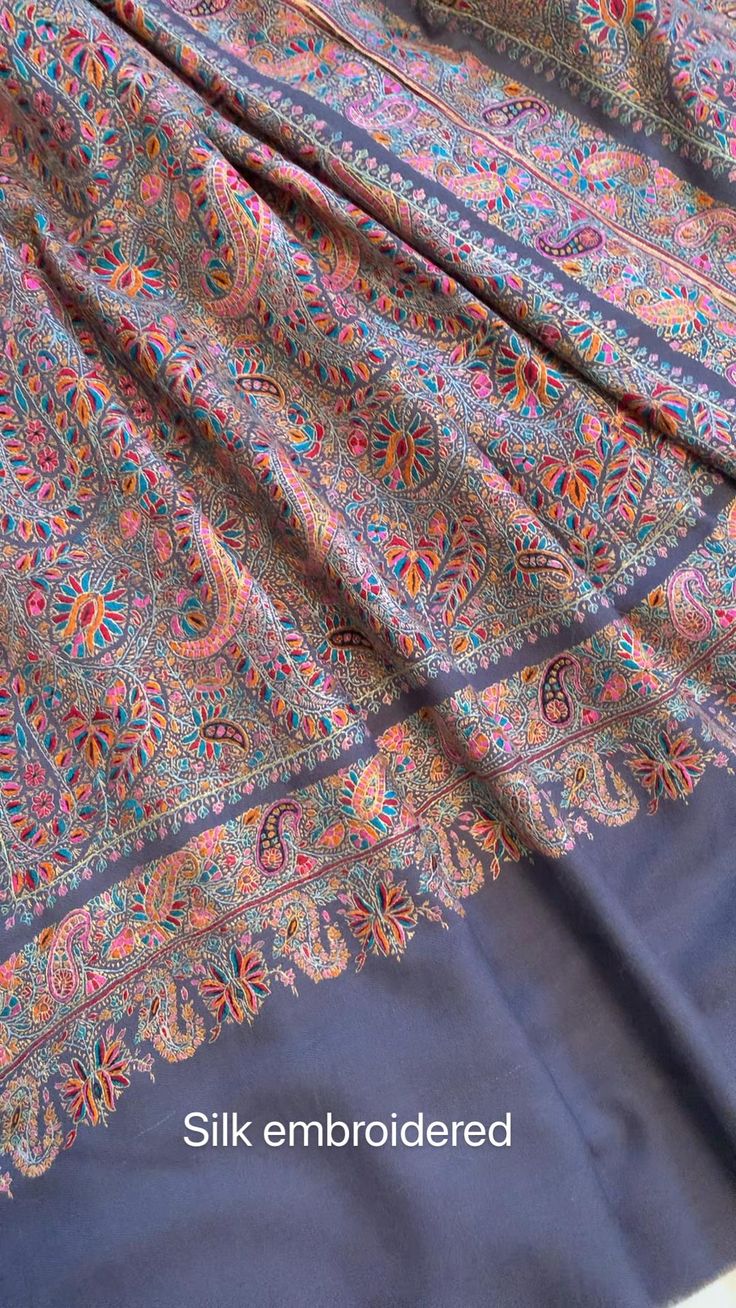 Silk embroidered sozni jamawar shawl 100/200cms