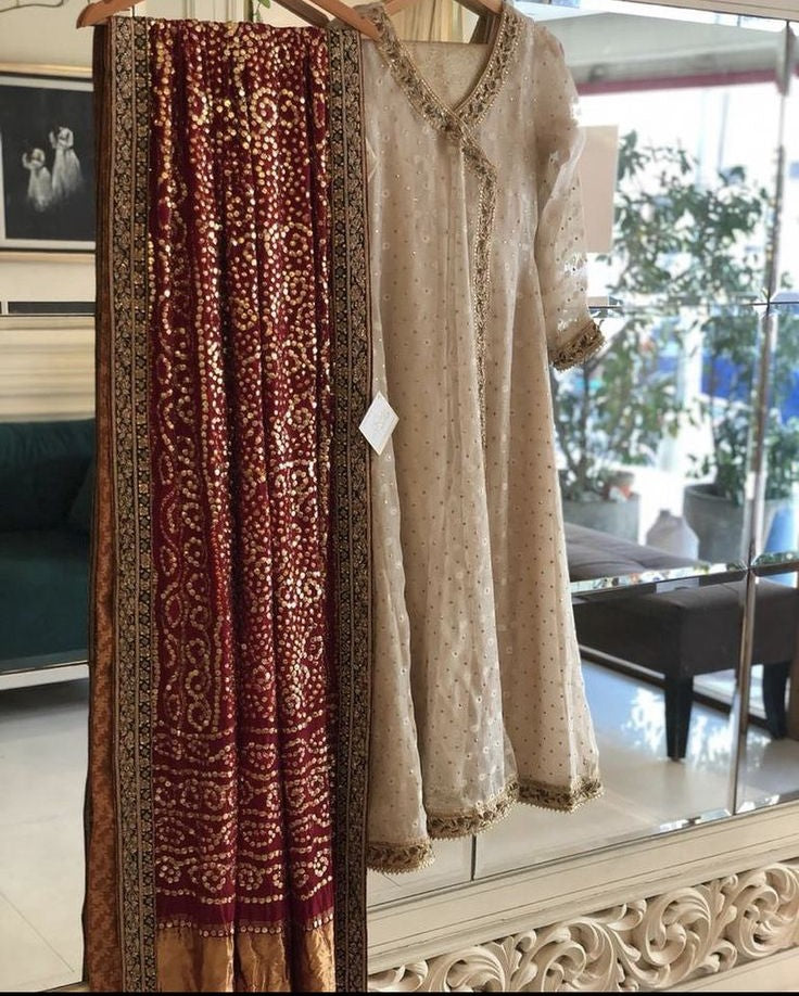 Heavy Kamdani Duppatta With Shirt (Unstitched)